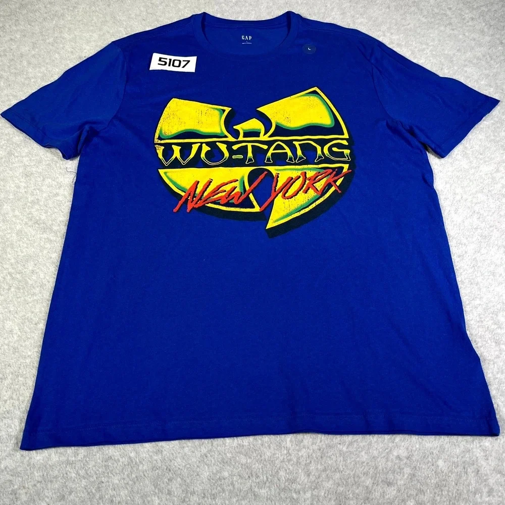 Gap Wu-Tang New York Clan T Shirt Men Large Blue Graphic‎ Print Cotton Crew Neck